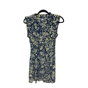Tommy Hilfiger Dress Floral Navy mock neck ruffle size 10